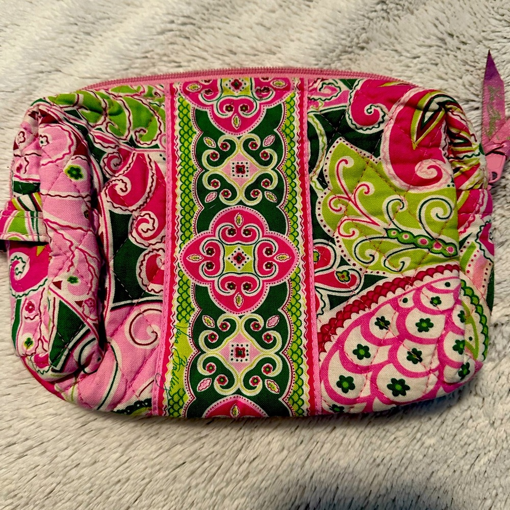 Vera Bradley Pink and Green Cosmetic Bag